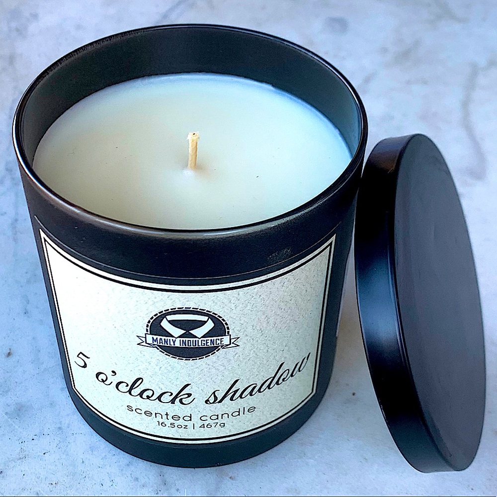 MANLY INDULGENCE CANDLE 5 O’CLOCK SHADOW NEW 16 oz